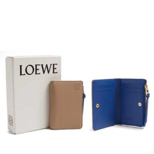 LOEWE財布 バイカラー レザー カードホルダー サンドベージュ 9072501