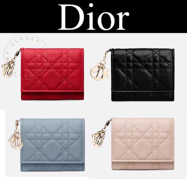 ディオール 財布 コピー Dior LADY DIORカナージュラムスキン ウォレット S0181ON