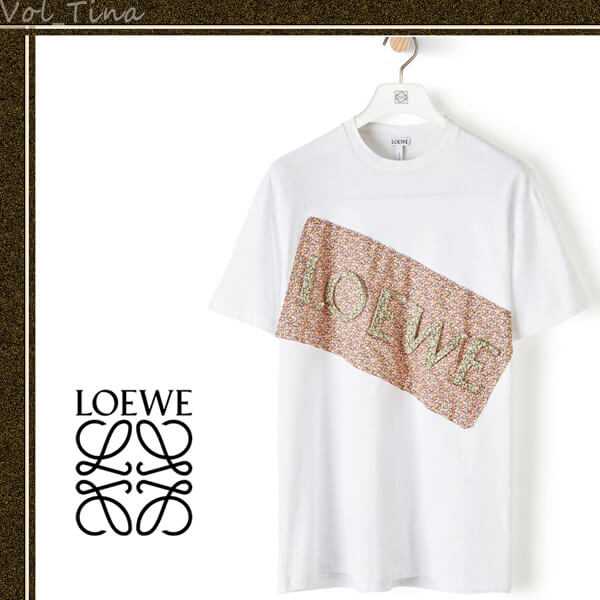LOEWE◆ロエベ Tシャツ 偽物 Flower Loewe Patch T-Shirt ホワイトH6109900CR2