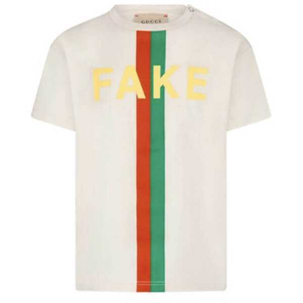 GUCCI FAKE NOT コピー グッチ Tシャツ 2021SS GUCCI Baby ☆ NOT FAKEロゴTシャツ WH 21031
