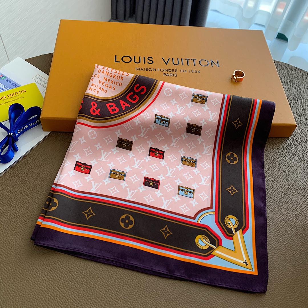 Louis Vuitton（路易威登）100%桑蚕丝素绉缎。 百搭小方巾，减龄气质优雅，既可当